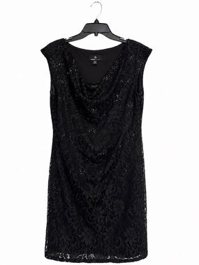 Ronni Nicole Black Sequin Lace Sheath Dress Elegant Cocktail & Evening Size 10